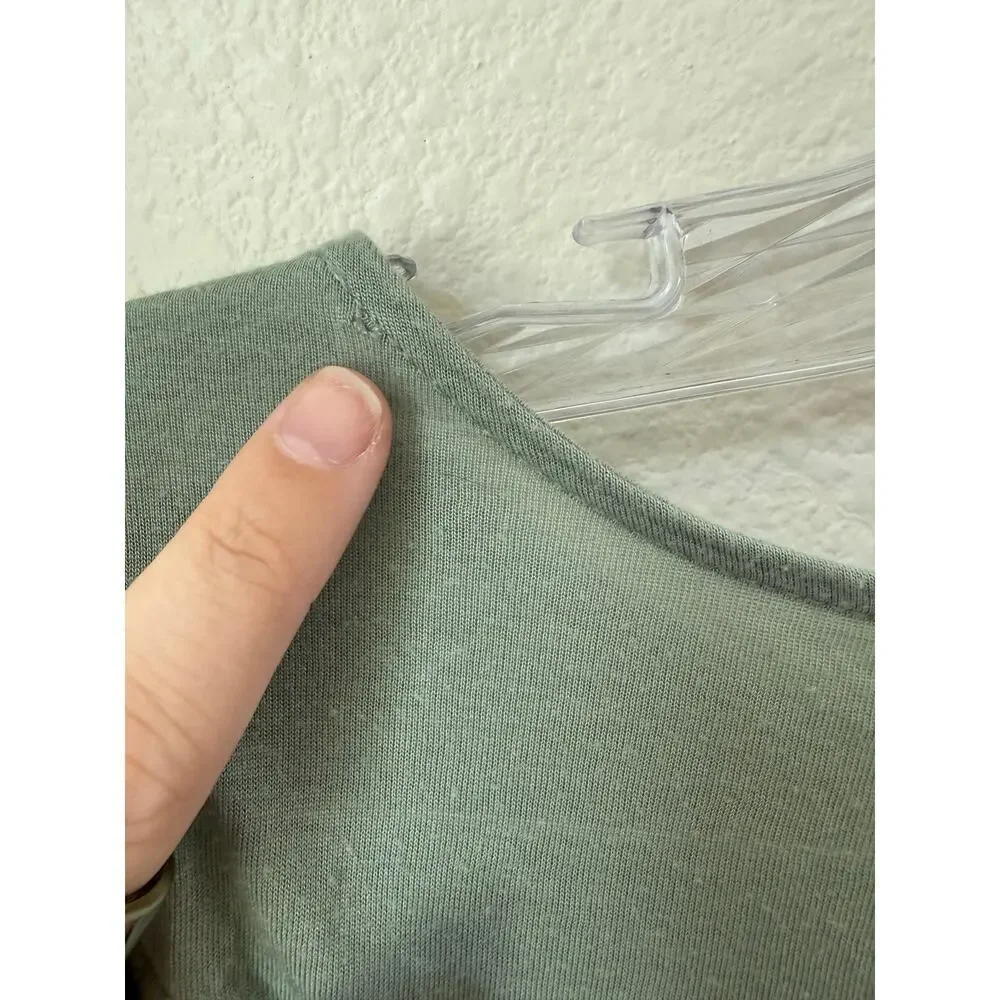 Alo Yoga Entwine Lace Back Short Sleeve Sage Green Top Size XS